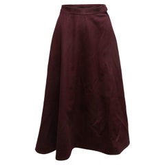 Maroon Saint Laurent Vintage Midirock aus Wolle, Maroon, Größe FR 38
