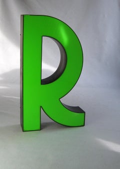 Vintage Marquee Neon Box Letter R -Art Deco- Neon channel letter - Advertisement