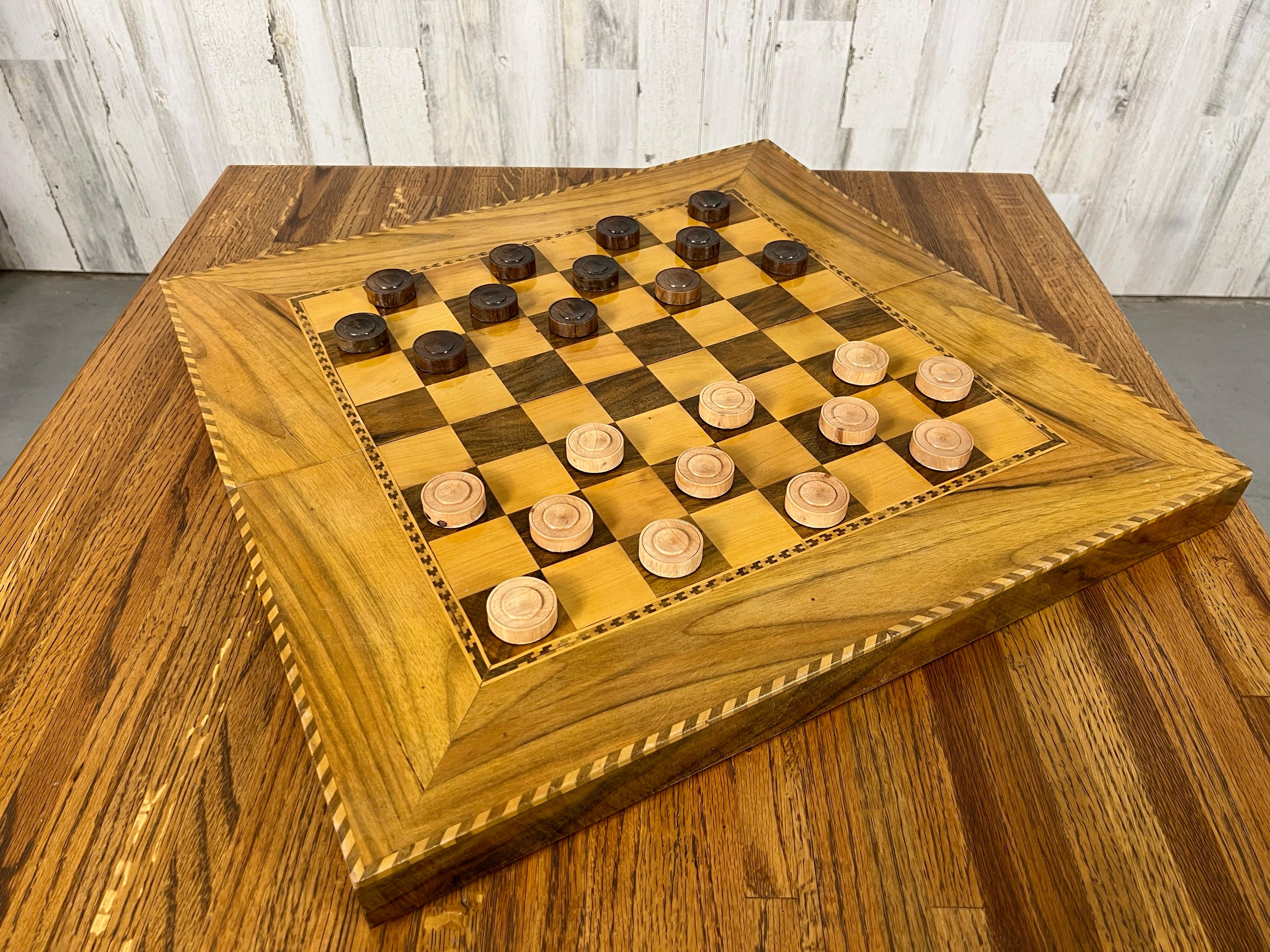 Vintage Marquetry Checker board  For Sale 4