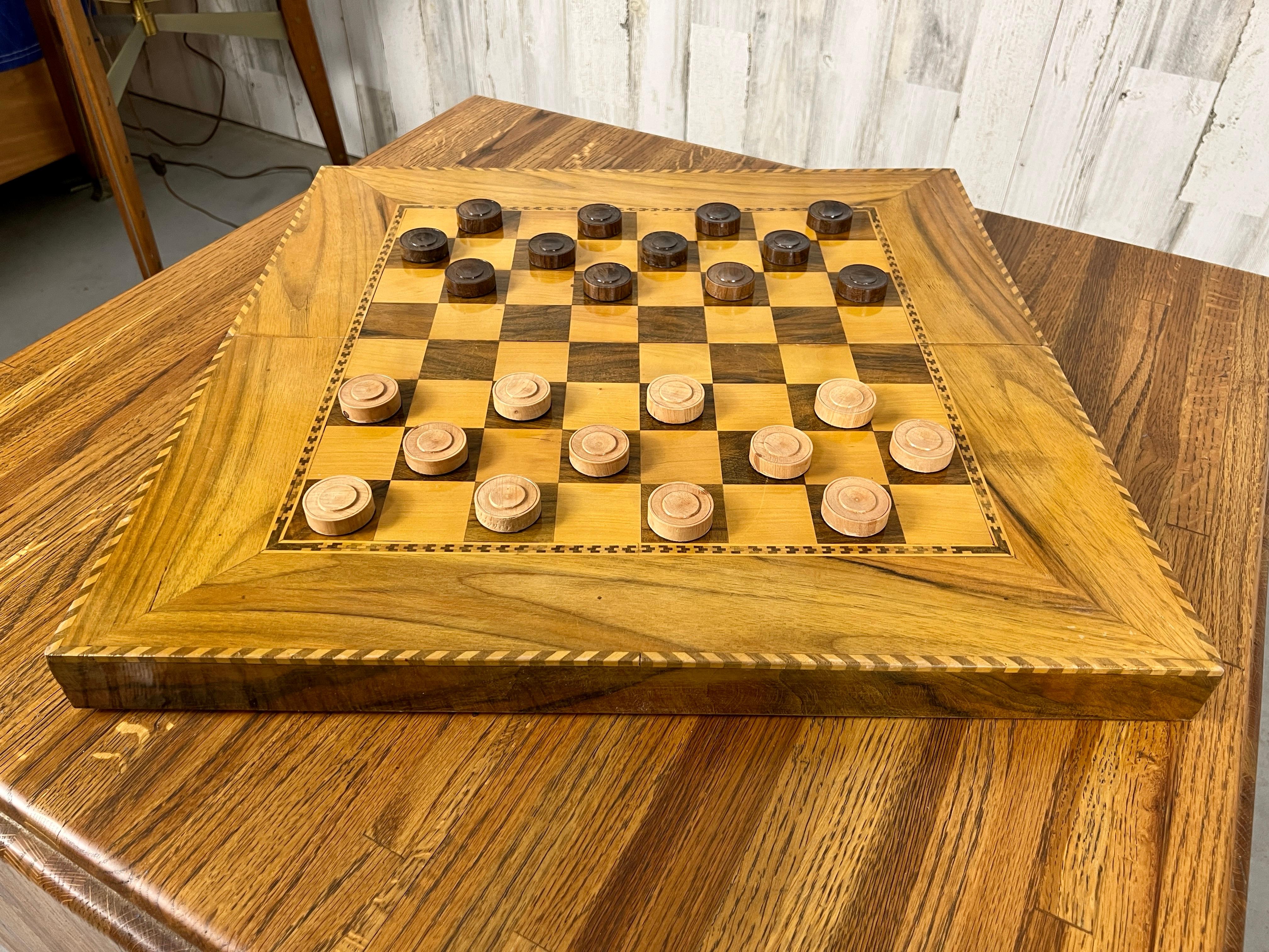 Vintage Marquetry Checker board  For Sale 5
