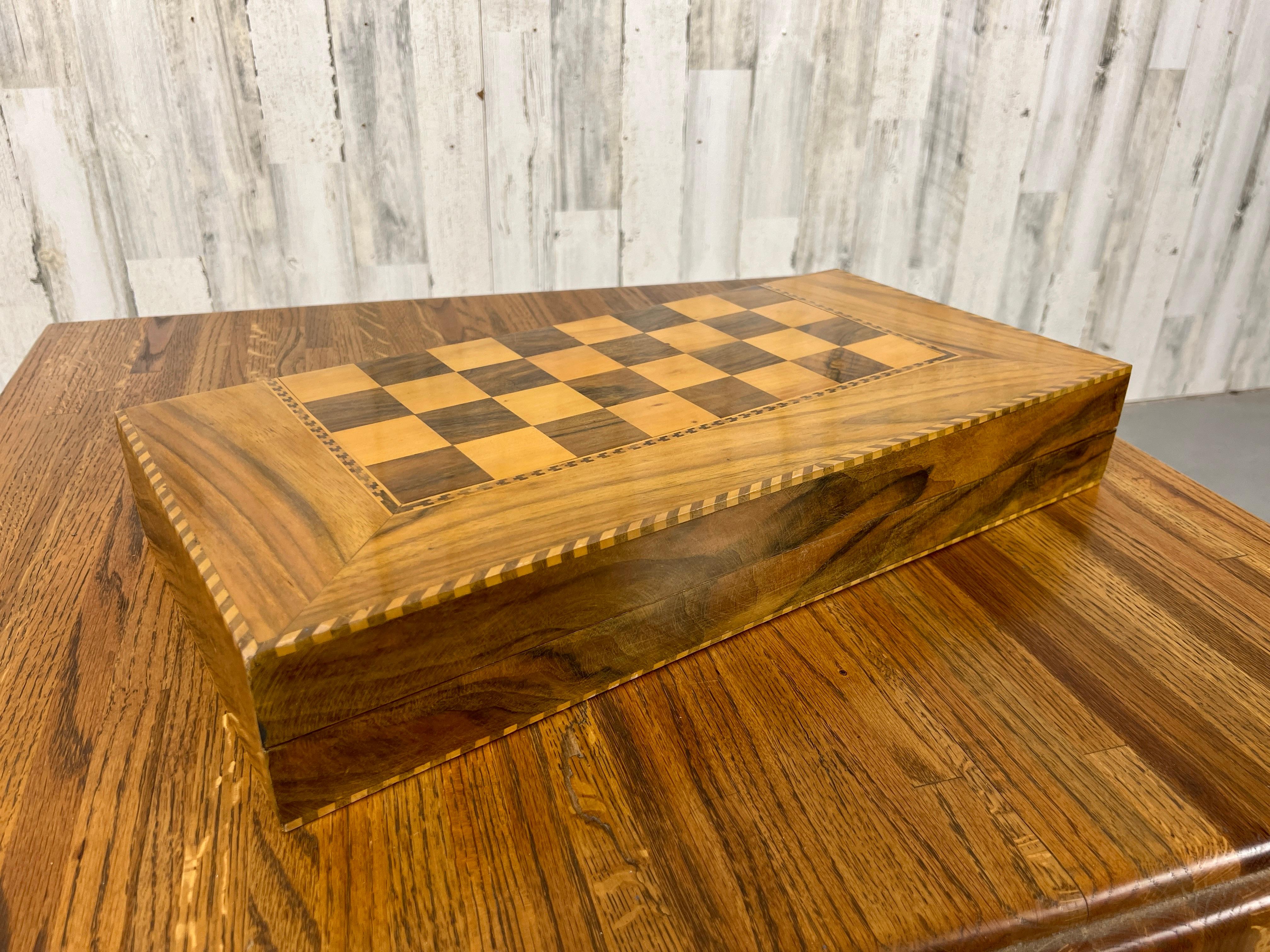 Vintage Marquetry Checker board  For Sale 10