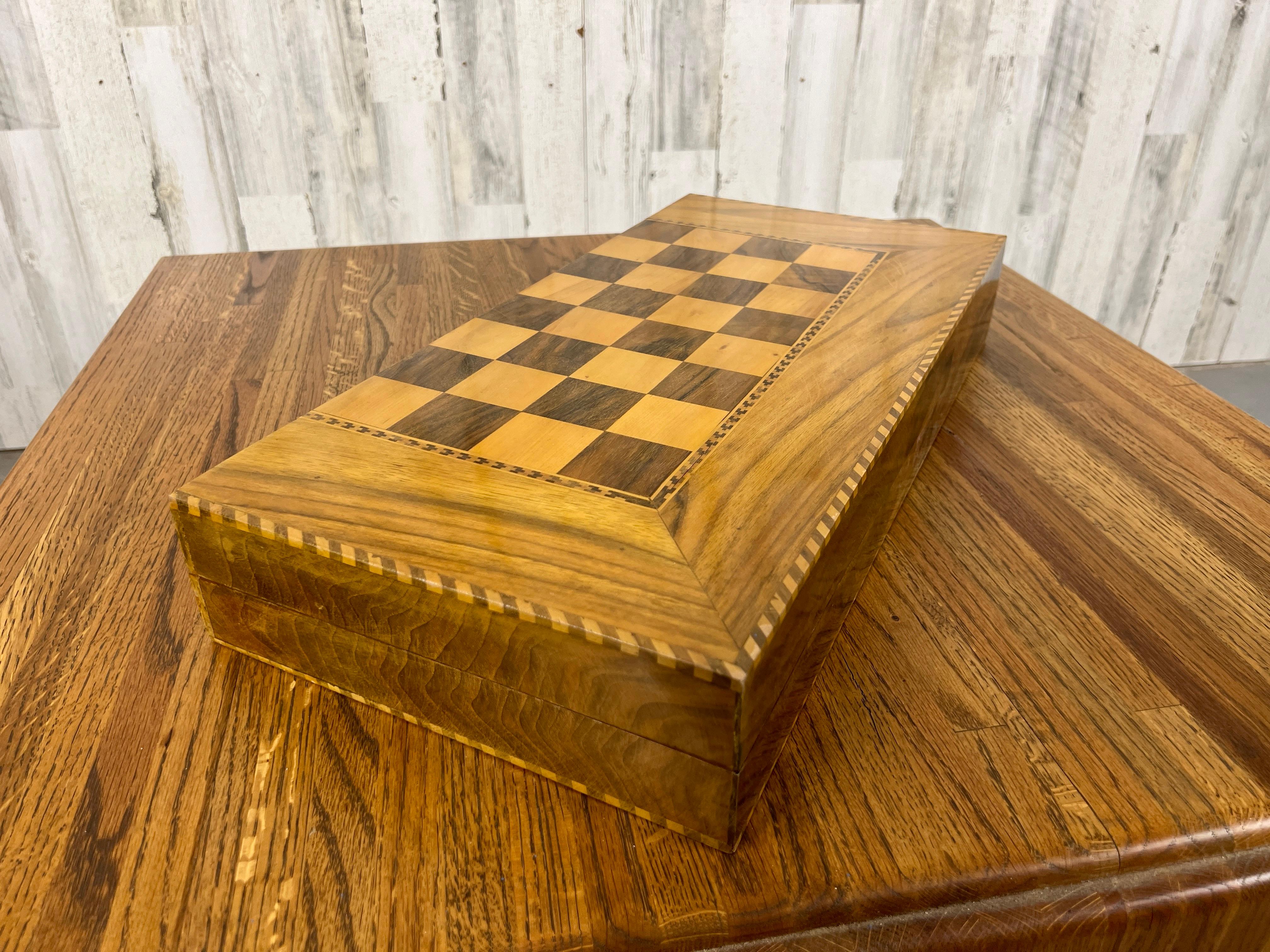 Vintage Marquetry Checker board  For Sale 11