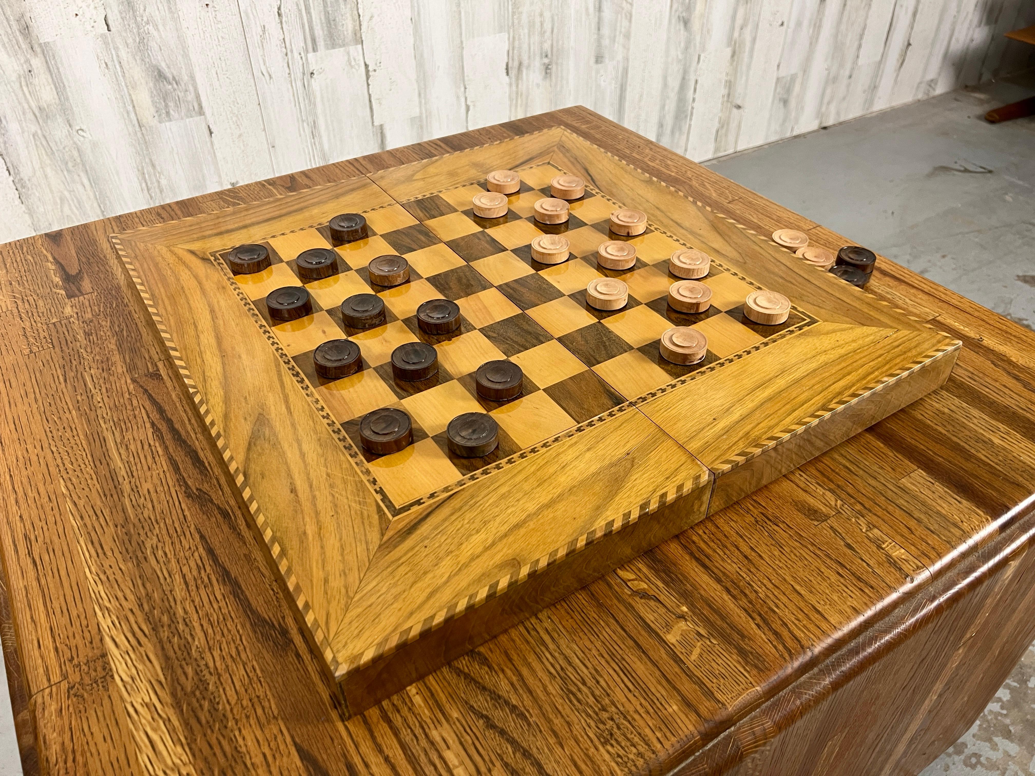 Mid-Century Modern Vintage Marquetry Checker board  For Sale