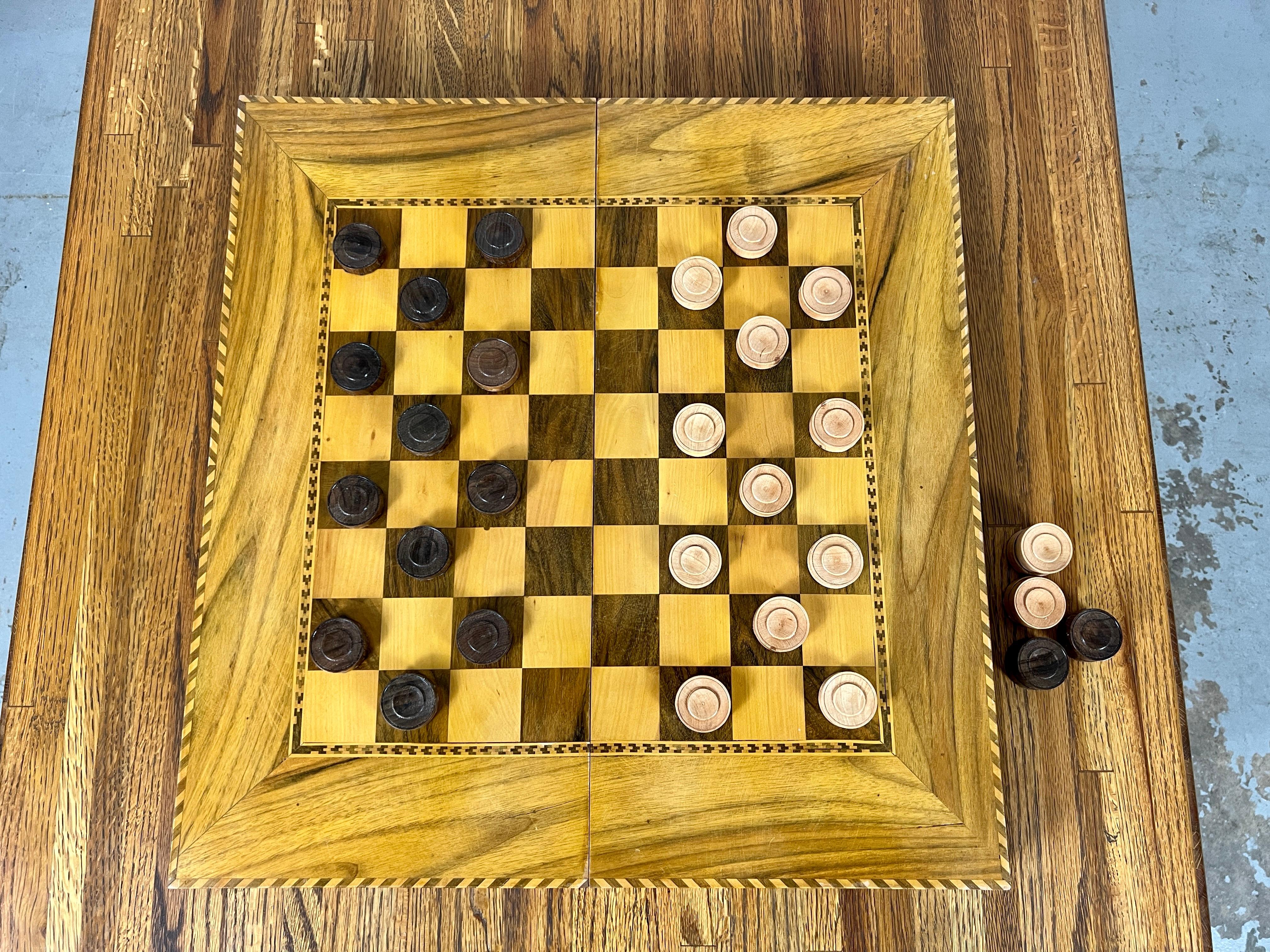 20th Century Vintage Marquetry Checker board  For Sale