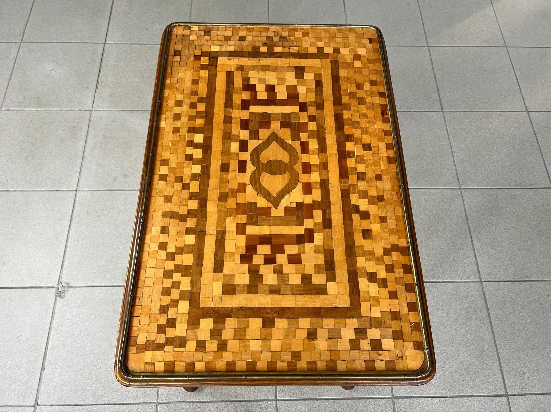 Vintage Marquetry Coffee Side Table For Sale 3