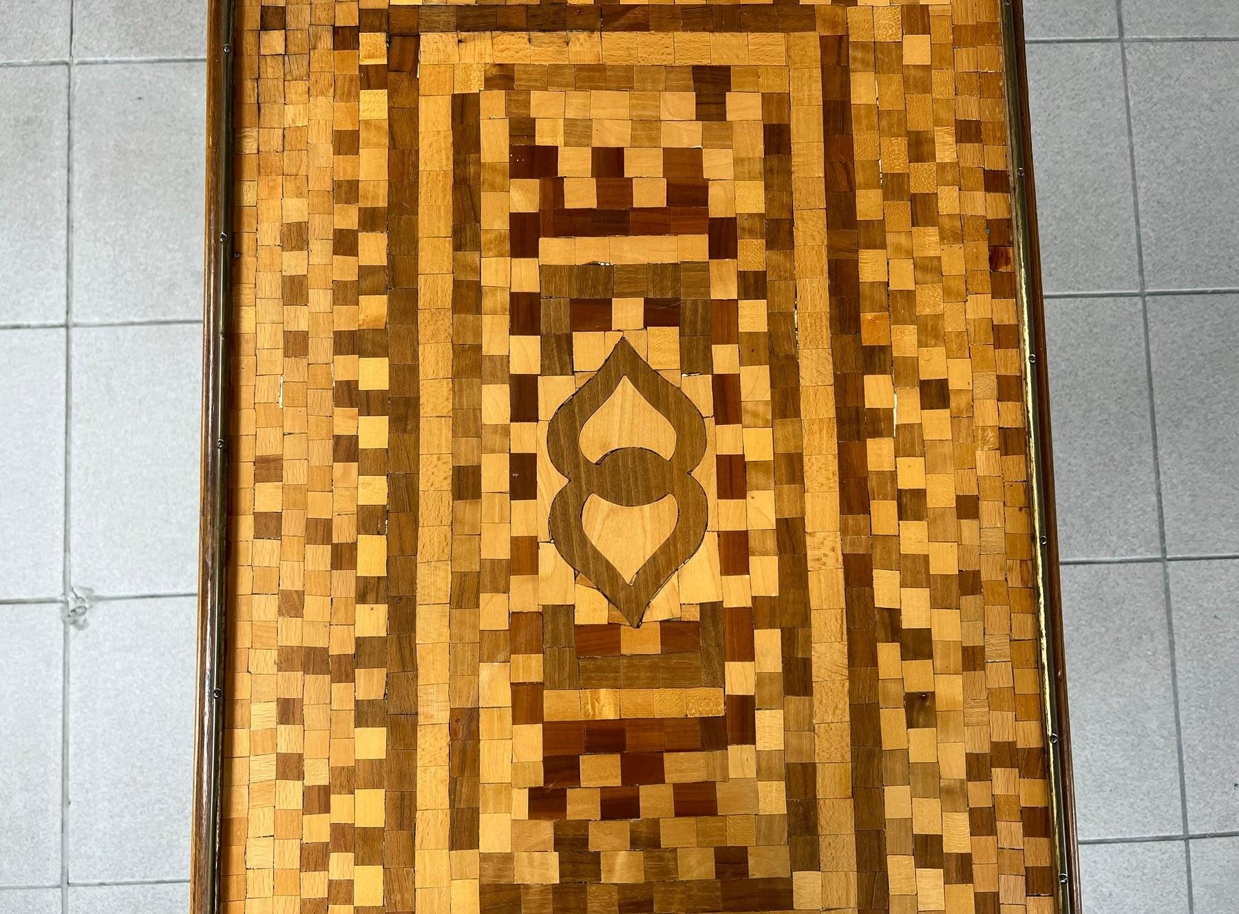 Vintage Marquetry Coffee Side Table For Sale 4