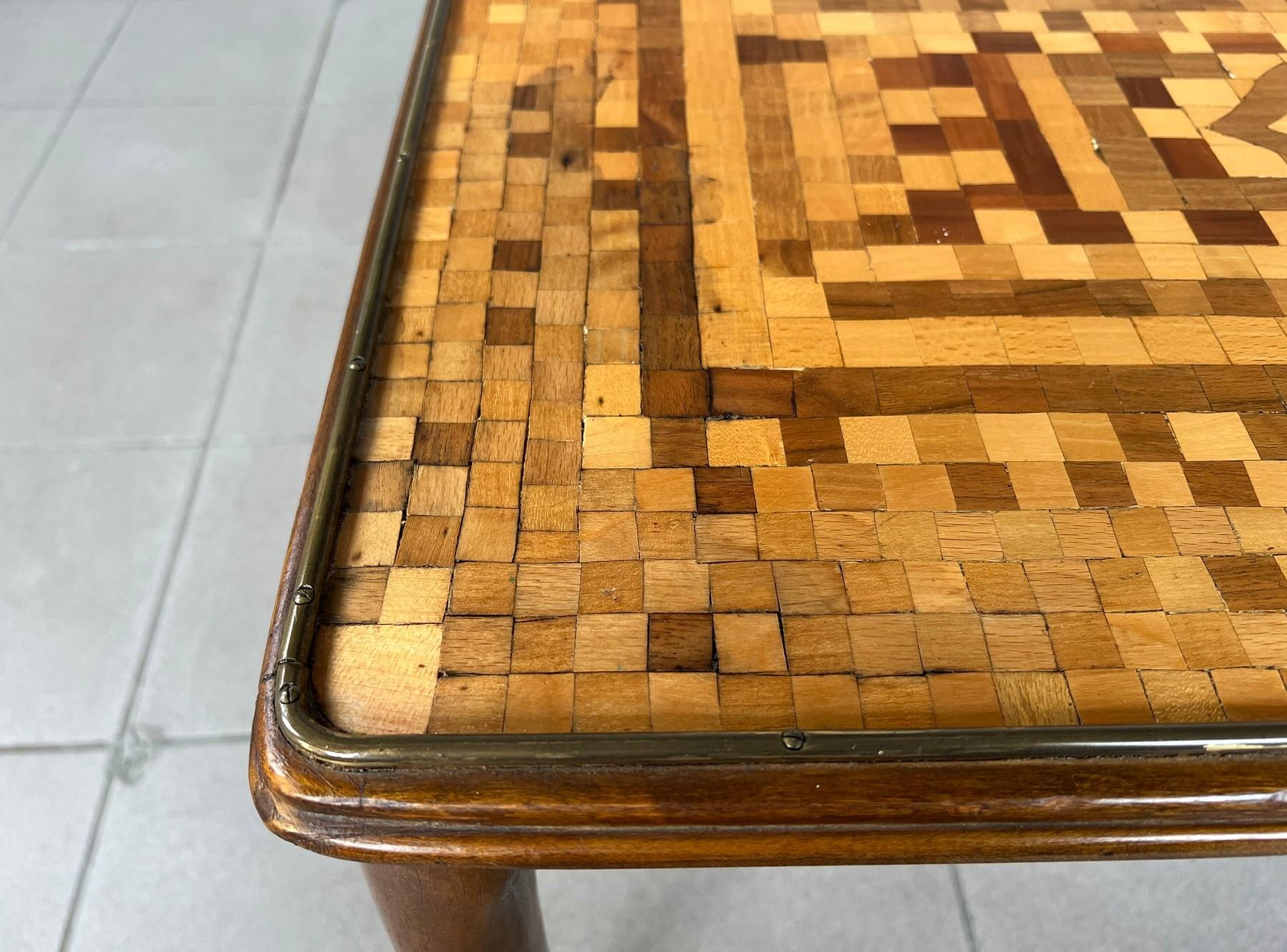 20th Century Vintage Marquetry Coffee Side Table For Sale