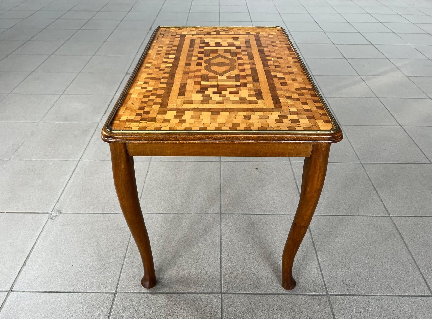 Vintage Marquetry Coffee Side Table For Sale 1