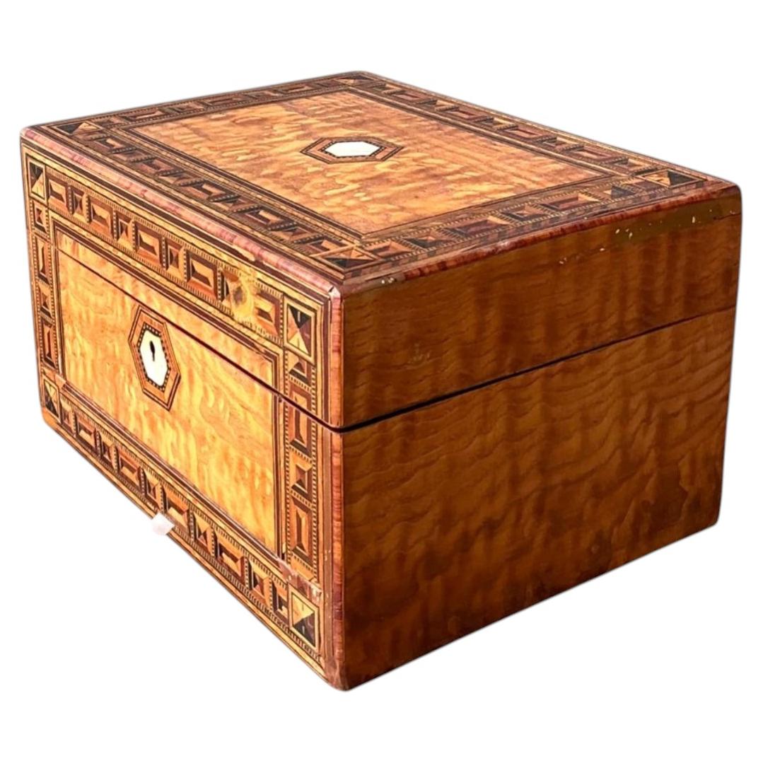Vintage Marquetry Inlaid Wood Box