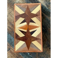 Vintage Marquetry Wood Star Box