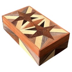 Vintage Marquetry Wood Star Box