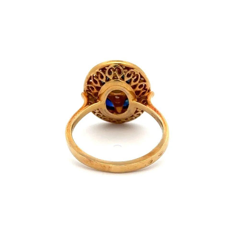 Anello da cocktail d'epoca con zaffiro e diamante RBC in oro, stile Mid Century Modern In condizioni ottime in vendita a Montreal, QC