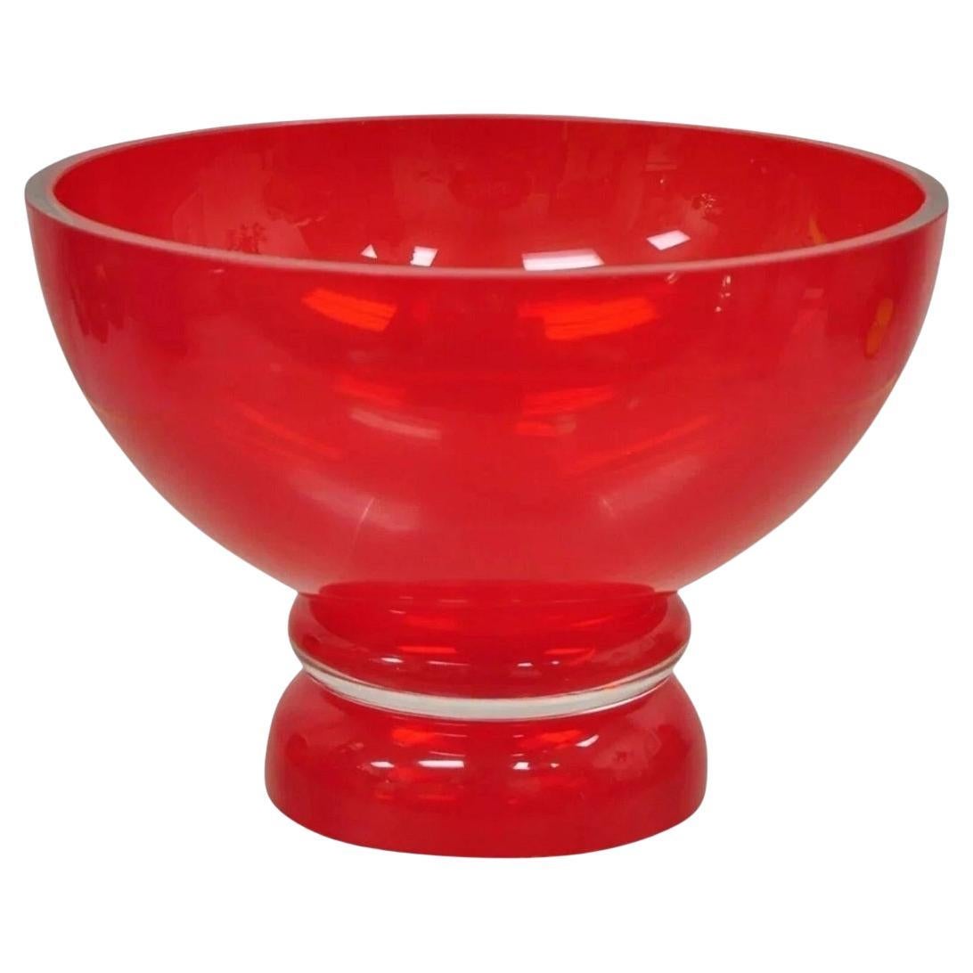Vintage Marquis by Waterford Red 8" Tango Footed Mid Century Modern Glass Bowl (bol en verre)
