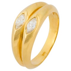 Vintage marquise cut diamond 18k yellow gold two stone ring
