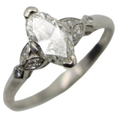 Vintage Marquise Diamond and Platinum Engagement Ring