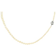 Vintage Marquise Diamond Platinum Graduated Pearl Strand Necklace