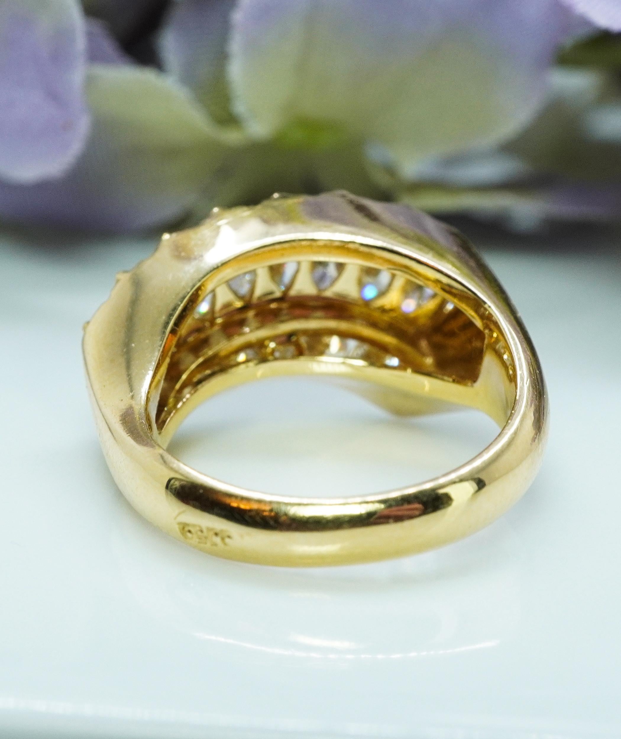 Women's Vintage Marquise Diamond Ring 18K Yellow Gold Estate Jewelry For Sale