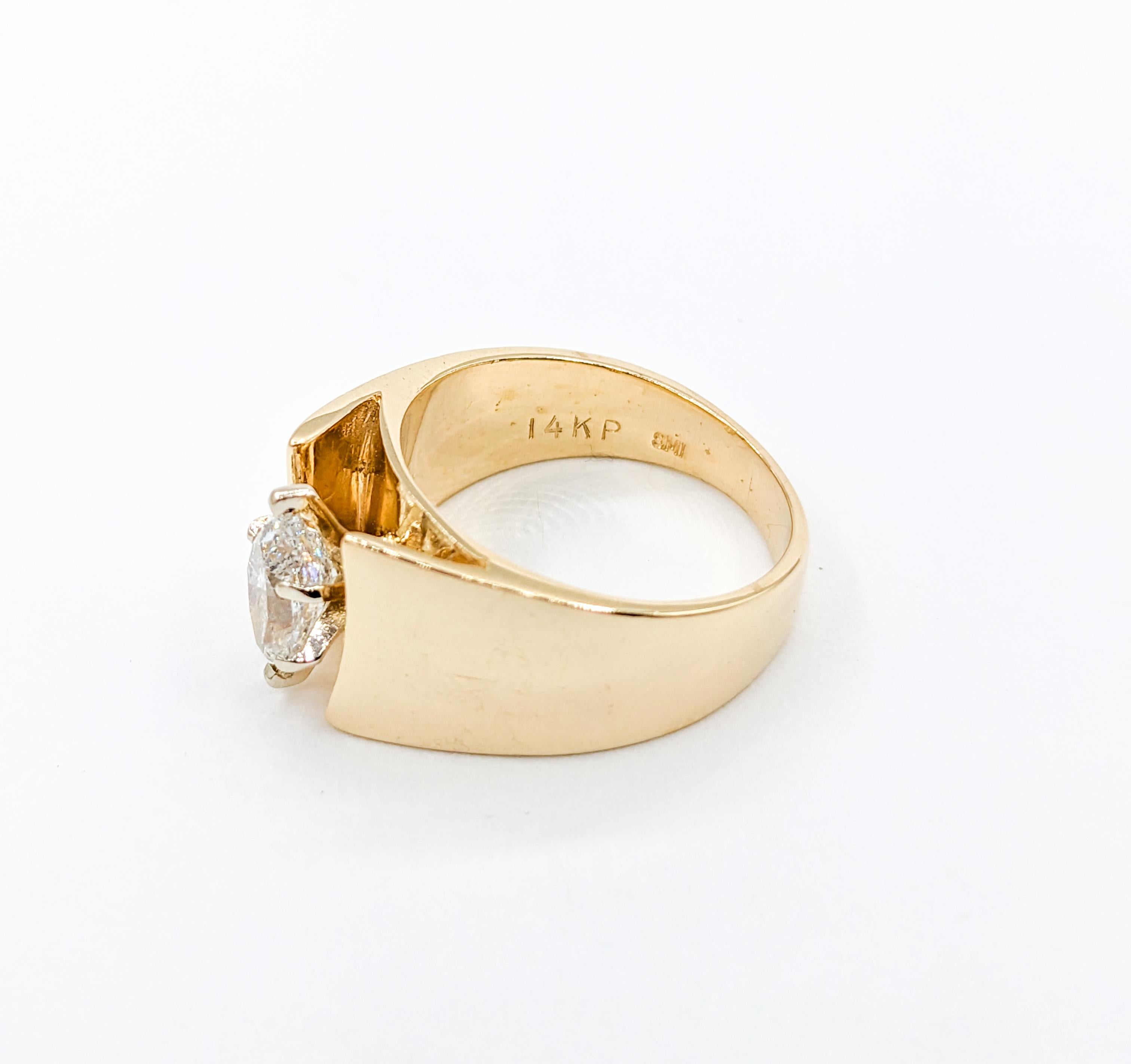Women's Vintage Marquise Diamond Solitaire Ring in Gold For Sale