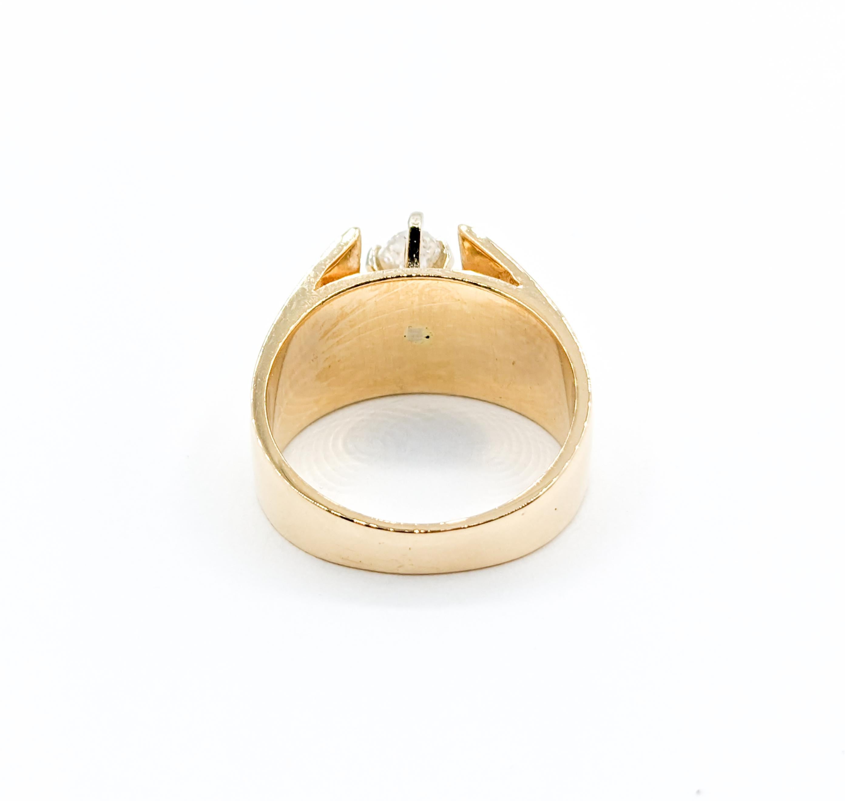 Solitär-Ring aus Gold mit Marquise-Diamant im Vintage-Stil im Angebot 1