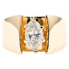 Solitär-Ring aus Gold mit Marquise-Diamant im Vintage-Stil