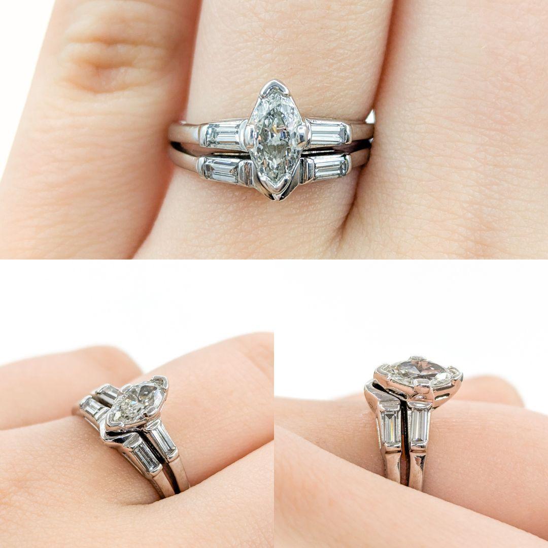 Vintage Marquise Diamond Wedding Set Engagement Ring in White Gold

Introducing this beautiful Marquise Diamond engagement ring set, beautifully crafted in 14k white gold. These rings features a dazzling 1.30ctw of diamonds, arranged in a stunning,