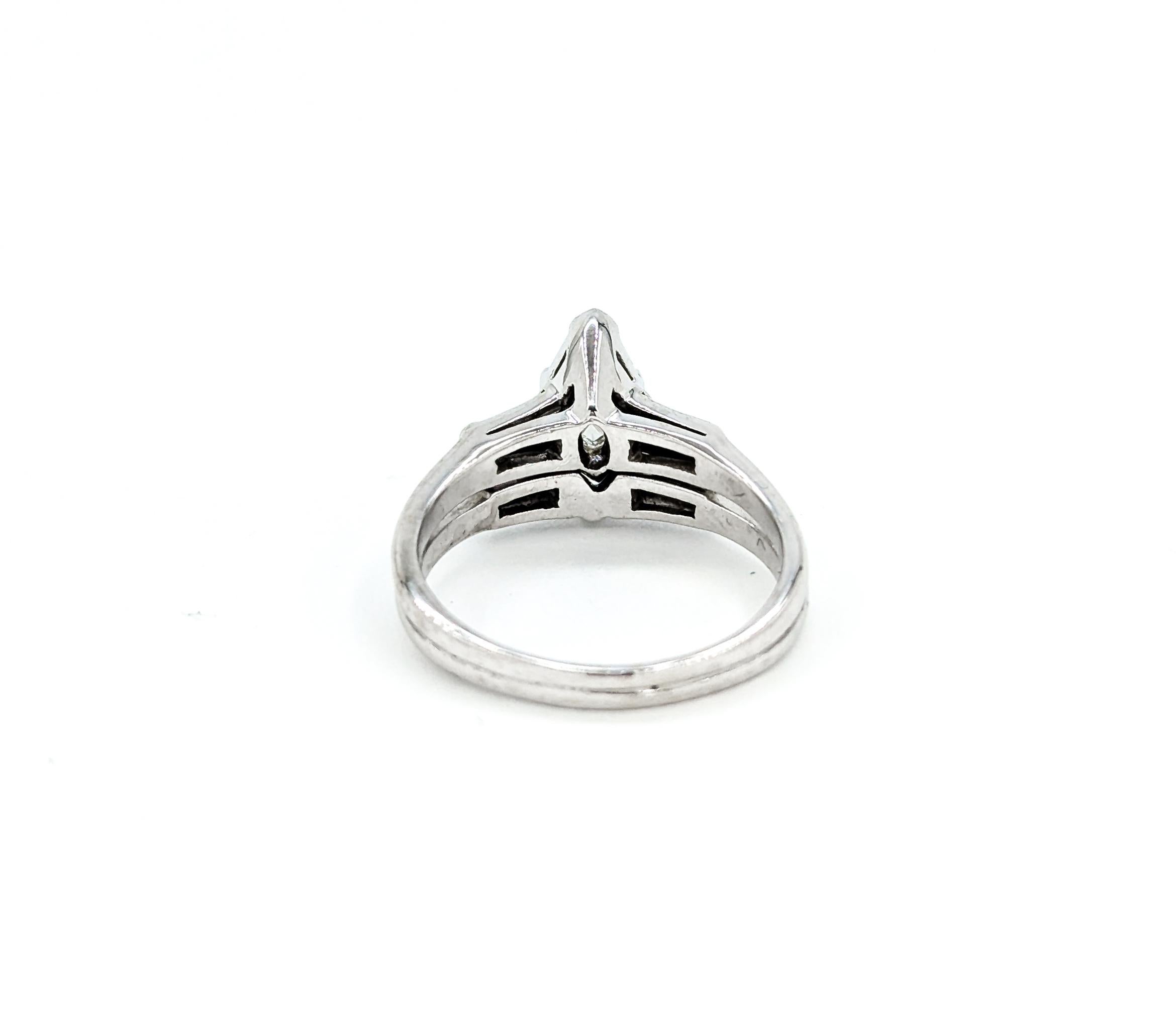 Vintage Marquise Diamond Wedding Set Engagement Ring in White Gold 1
