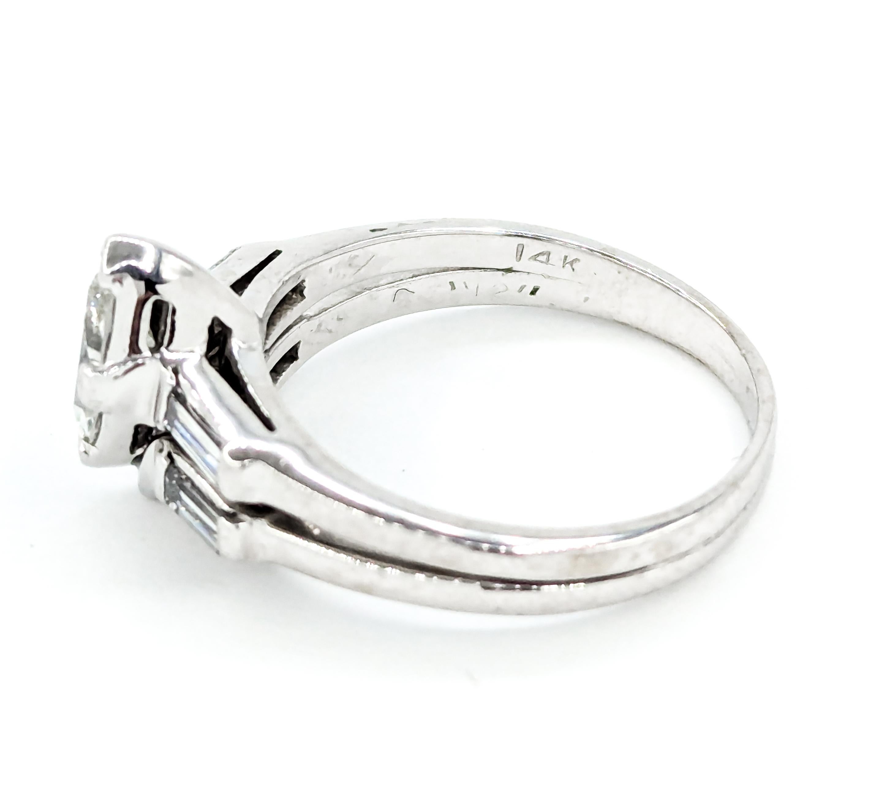 Vintage Marquise Diamond Wedding Set Engagement Ring in White Gold 2