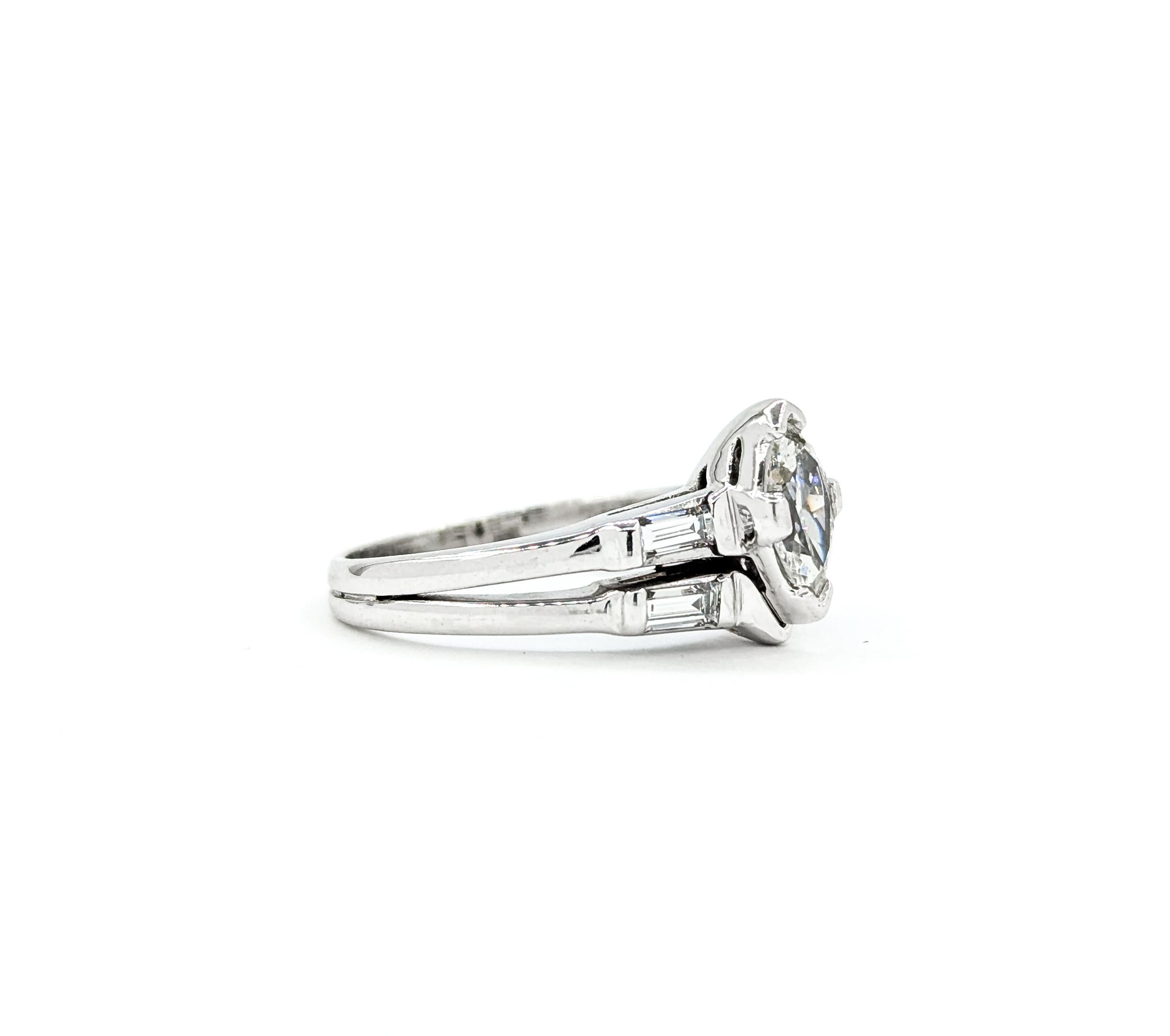 Vintage Marquise Diamond Wedding Set Engagement Ring in White Gold 3