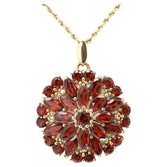 Large Vintage Garnet Pendant Circa 1940's 10 Karat Yellow Gold