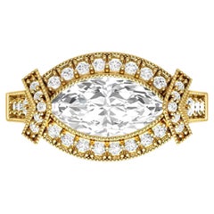 Vintage Marquise Moissanit Verlobungsring 14k Gold