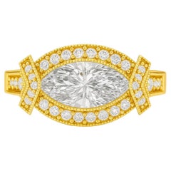 Anello d
oro 14k di fidanzamento con moissanite marquise vintage
