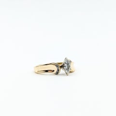 Vintage Marquise & Round Diamond Engagement Ring in 14k Yellow Gold
