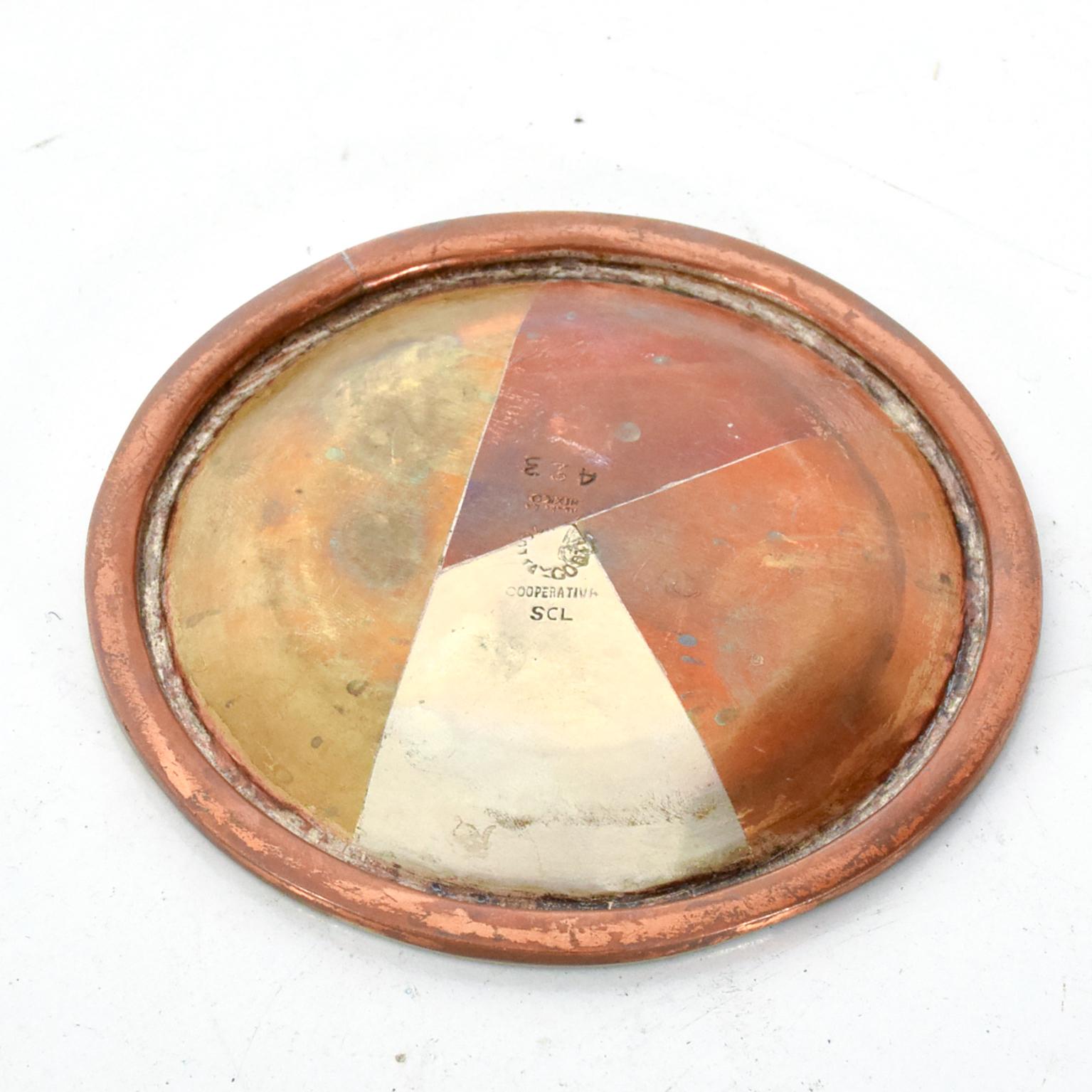 Vintage Married Metals Round Decorative Plate Brassy Dish by Los Castillo 1