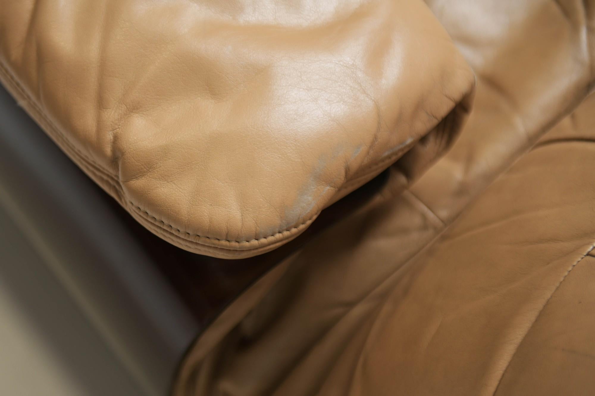 Vintage Marsala Sofa, Beige Patchwork Leather by Michel Ducaroy for Ligne Roset 3