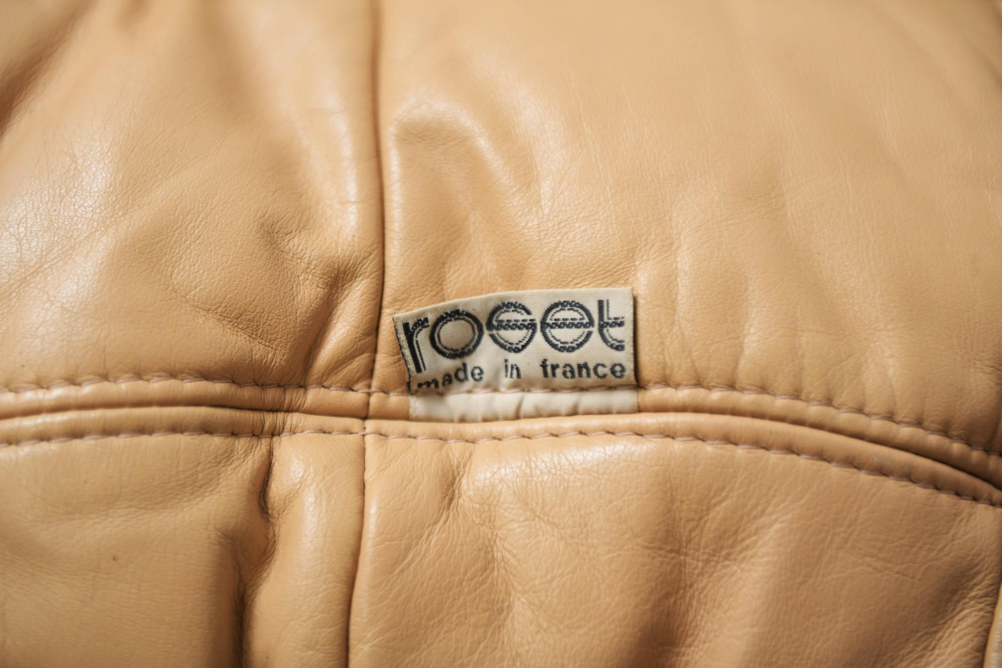 Vintage Marsala Sofa, Beige Patchwork Leather by Michel Ducaroy for Ligne Roset 10
