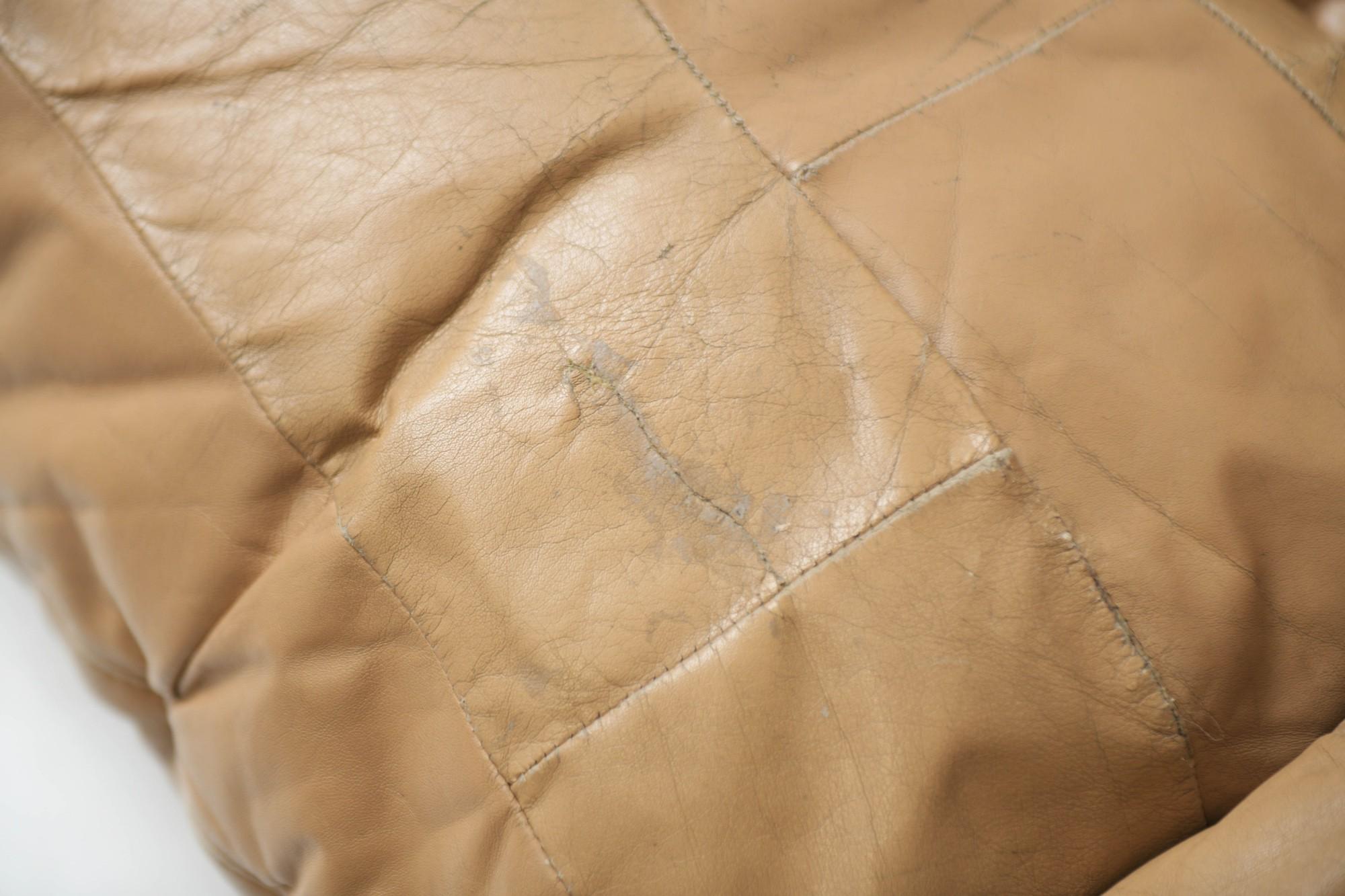 Mid-Century Modern Vintage Marsala Sofa, Beige Patchwork Leather by Michel Ducaroy for Ligne Roset