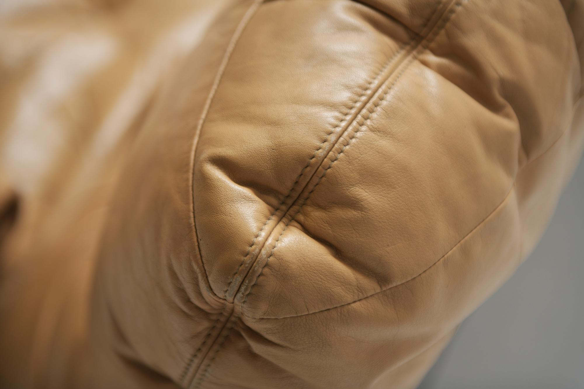 Vintage Marsala Sofa, Beige Patchwork Leather by Michel Ducaroy for Ligne Roset 1