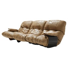Vintage Marsala Sofa, Beige Patchwork Leather by Michel Ducaroy for Ligne Roset