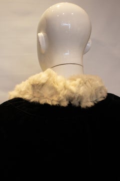Vintage Marshall and Snelgrove Black Velvet Cape with Fur Lining.