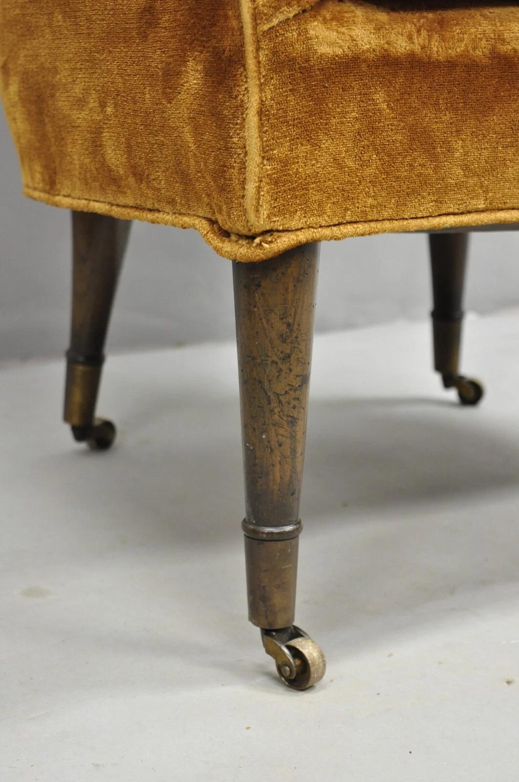 Vintage Marshall & Fields English Regency Brown Orange Barrel Back Club Chair For Sale 2
