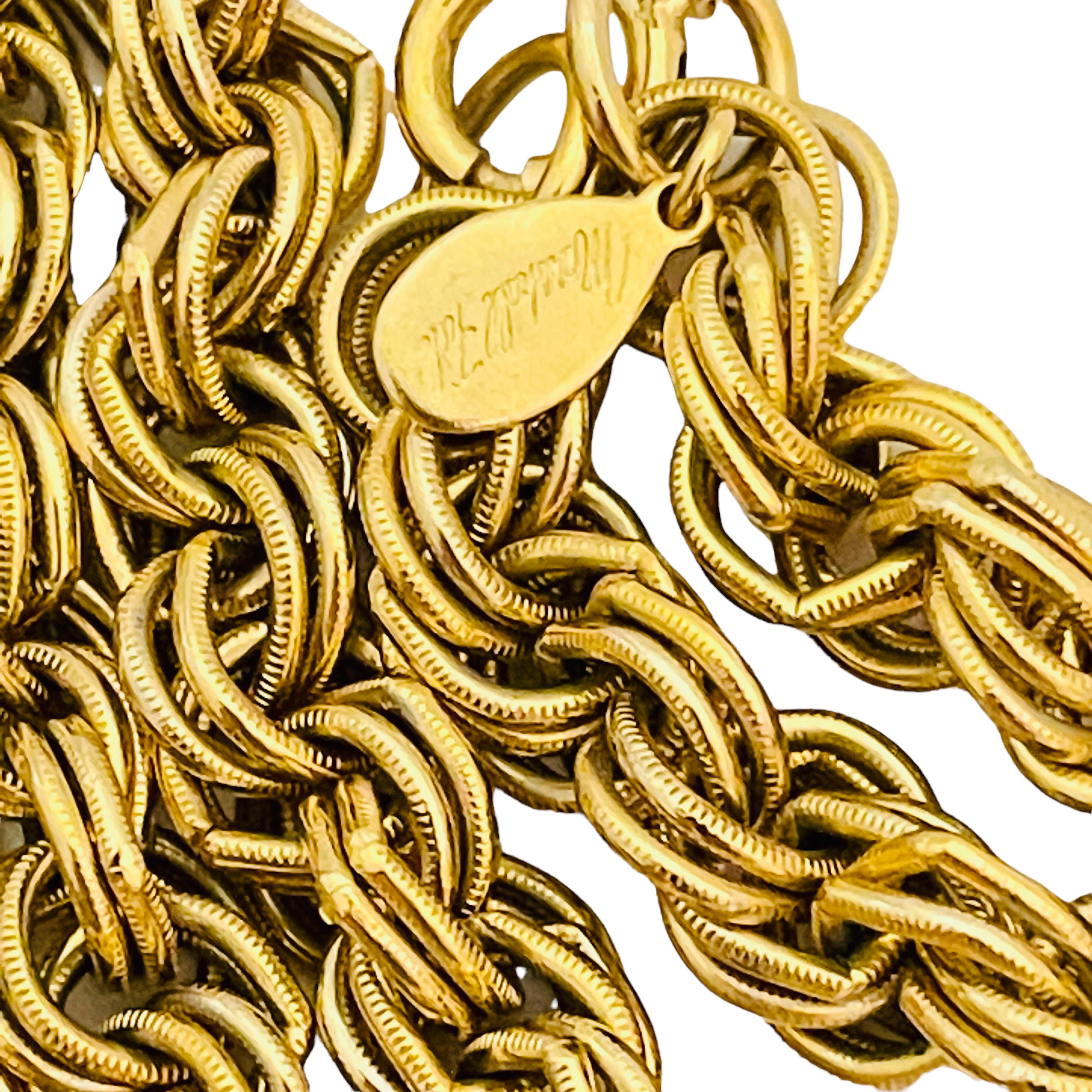 Vintage MARSHALL FIELDS gold tone designer chain necklace In Good Condition For Sale In Palos Hills, IL