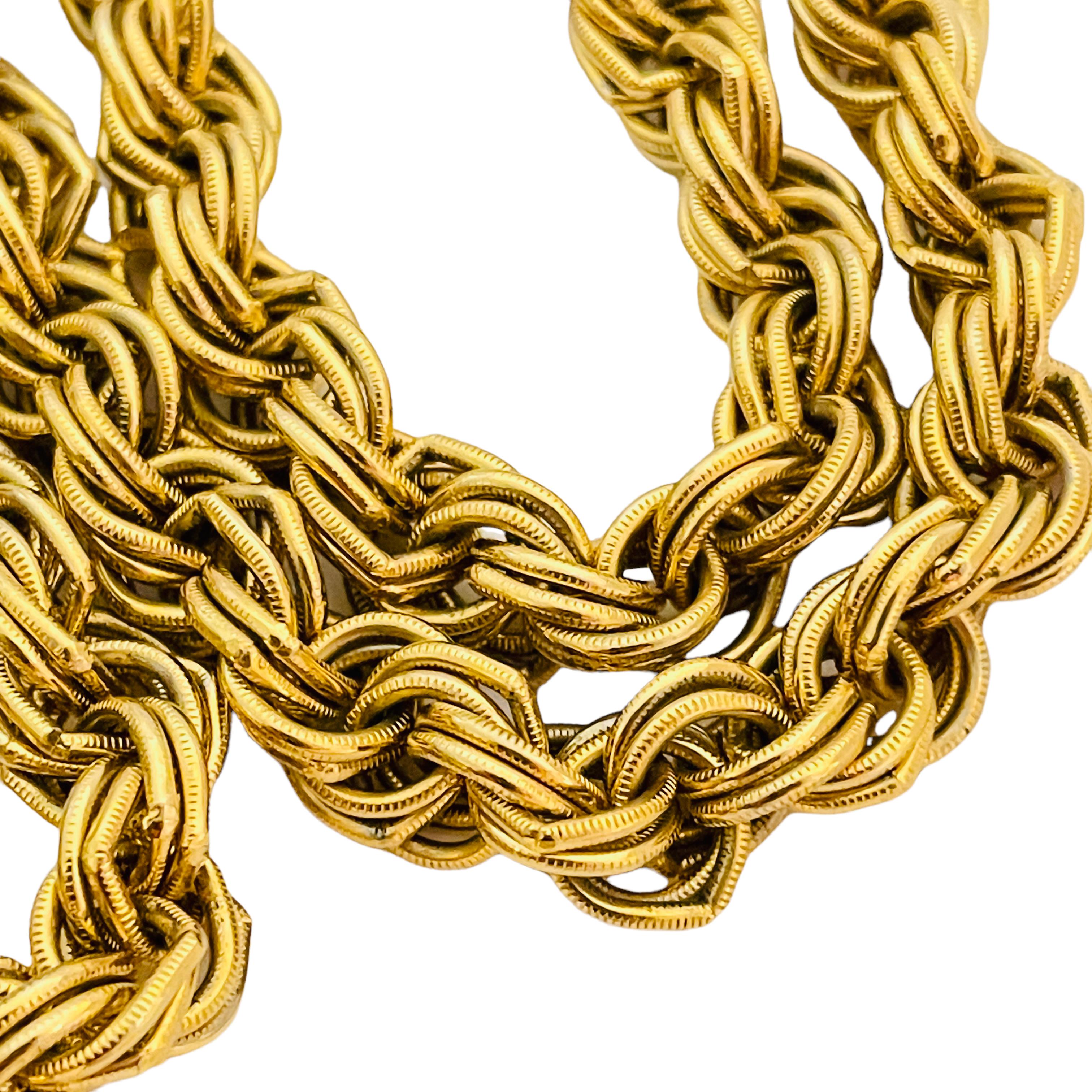 Women's or Men's Vintage MARSHALL FIELDS gold tone designer chain necklace For Sale