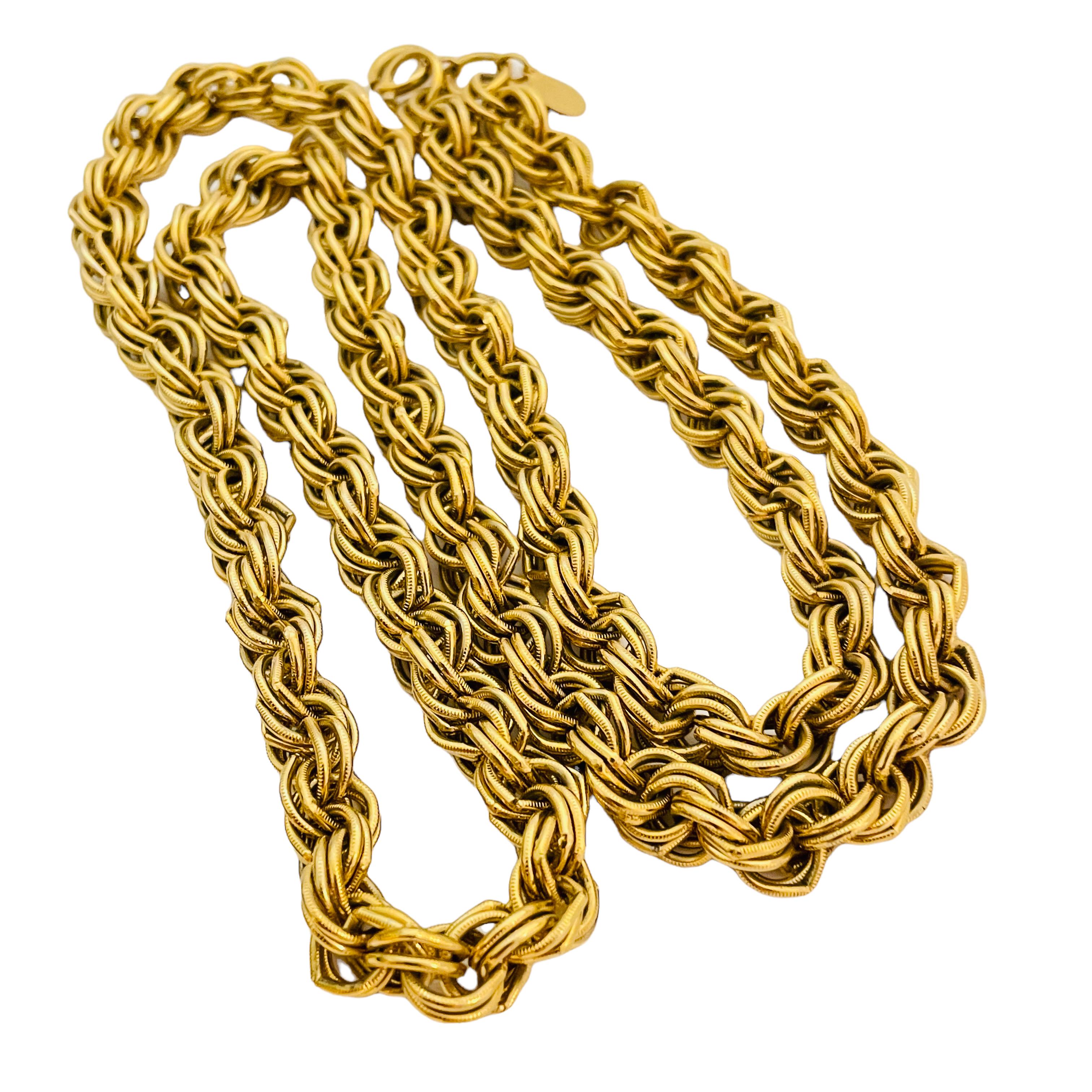 Vintage MARSHALL FIELDS gold tone designer chain necklace For Sale 1