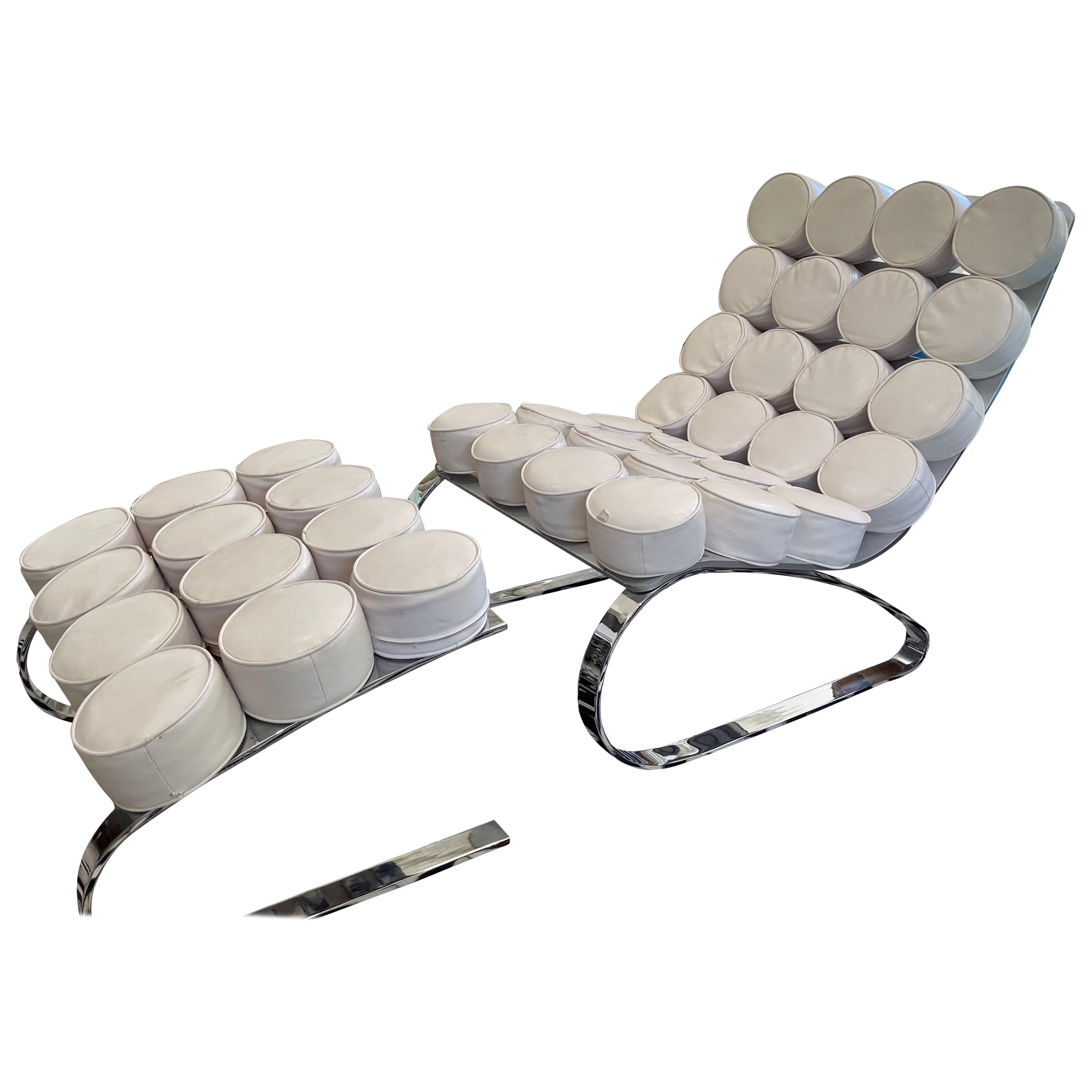 Vintage Marshmellow Lounge Chair with Ottoman For Sale