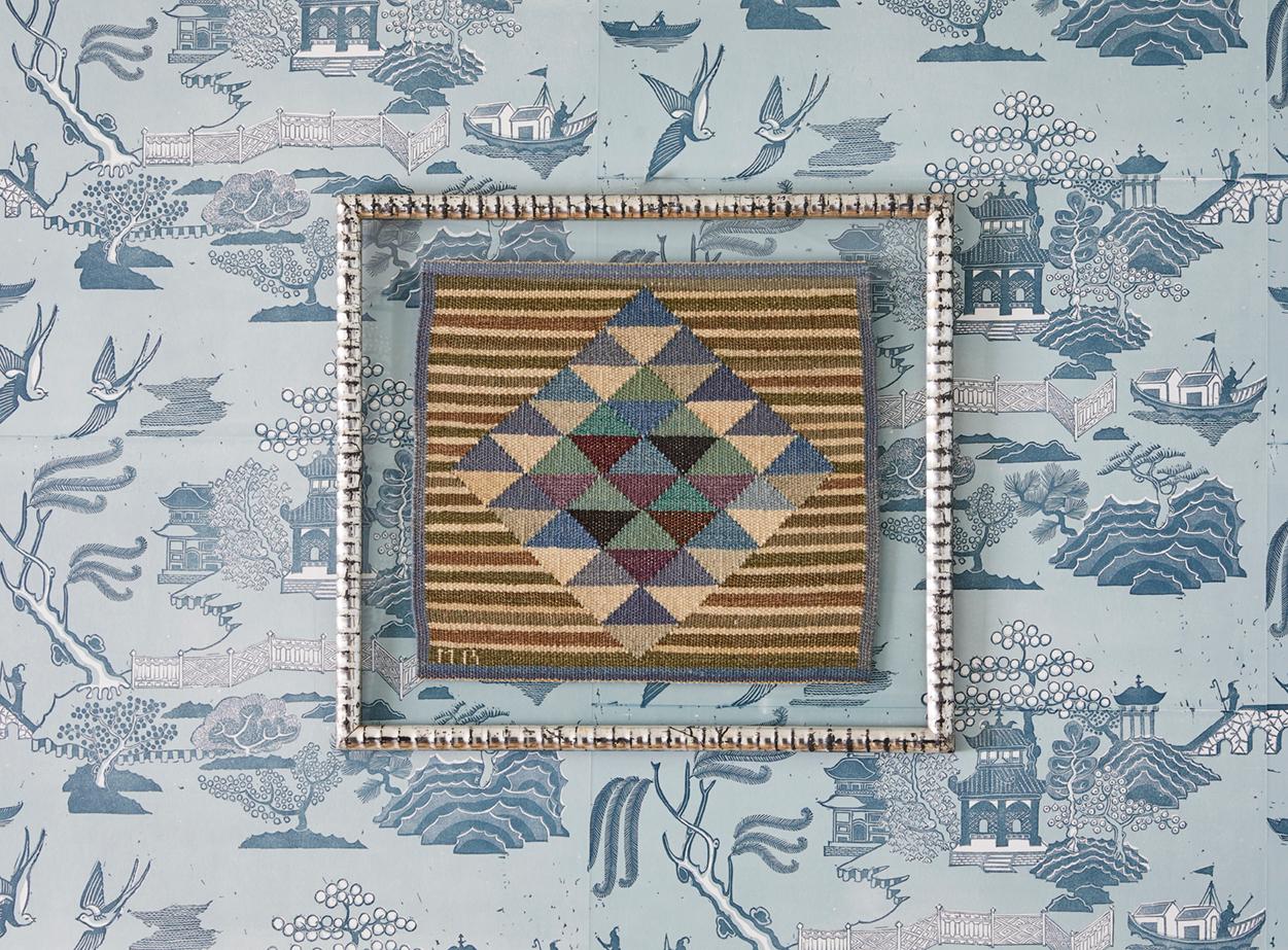 Marianne Richter
Sweden, vintage

Rare wall tapestry “Mosaikrutan”. Signed MR. In antique frame with double glass. Handwoven at Märta Måås-Fjetterström AB, Båstad, Sweden.

Märta Måås-Fjetterström (1873-1941), considered to be Sweden’s greatest