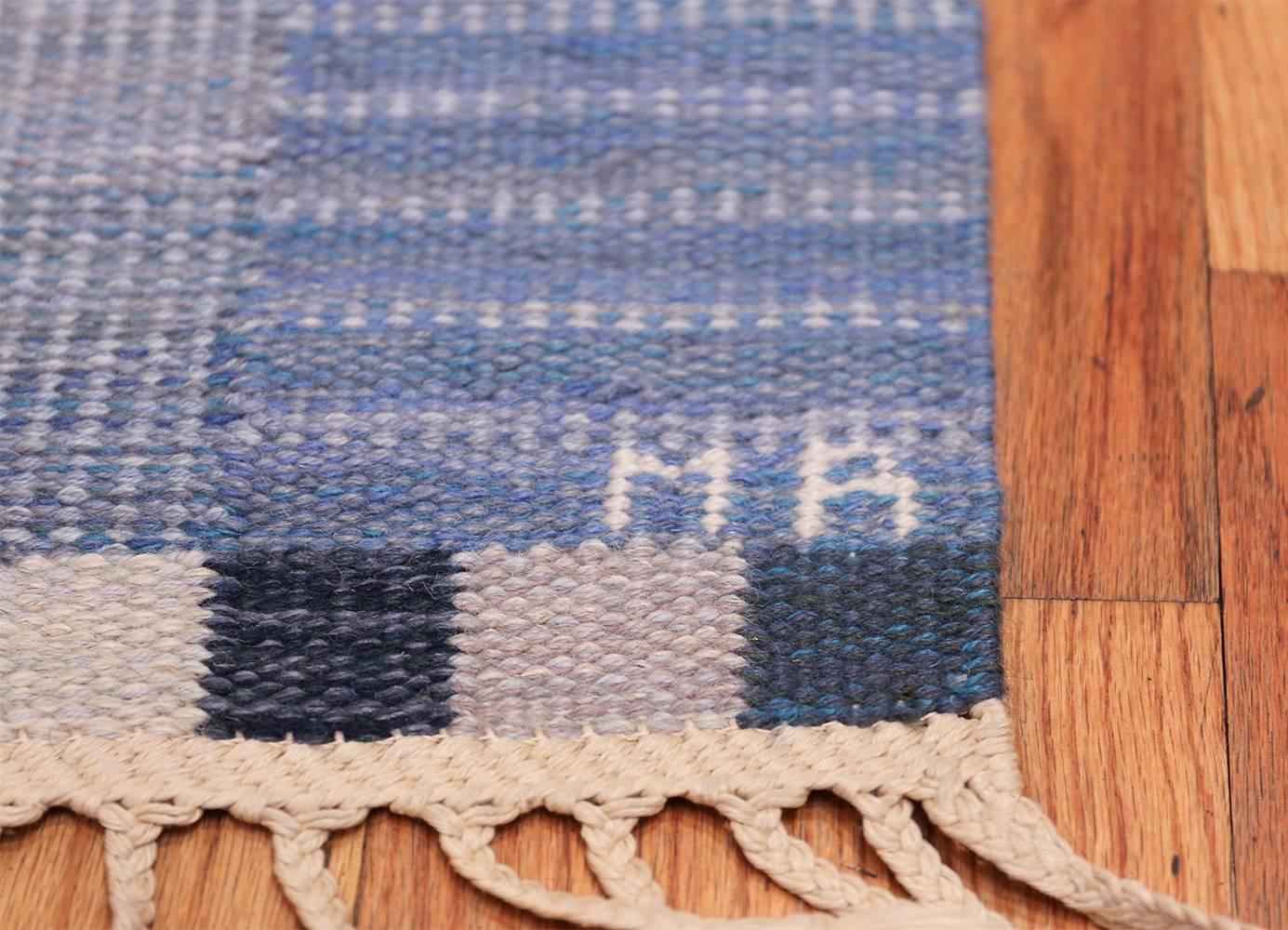 Hand-Woven Vintage Marta Maas Scandinavian Marianne Richter Fasad Lattbla Rug