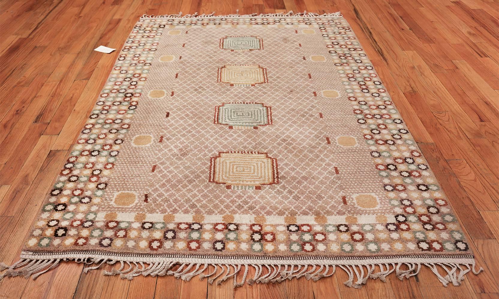 Hand-Knotted Vintage Marta Maas Scandinavian Rug by Barbro Nilsson. Size: 5' 1
