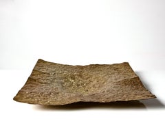 Vintage Martha Sturdy Brutalist Square Hammered Brass Centerpiece Bowl Sculpture