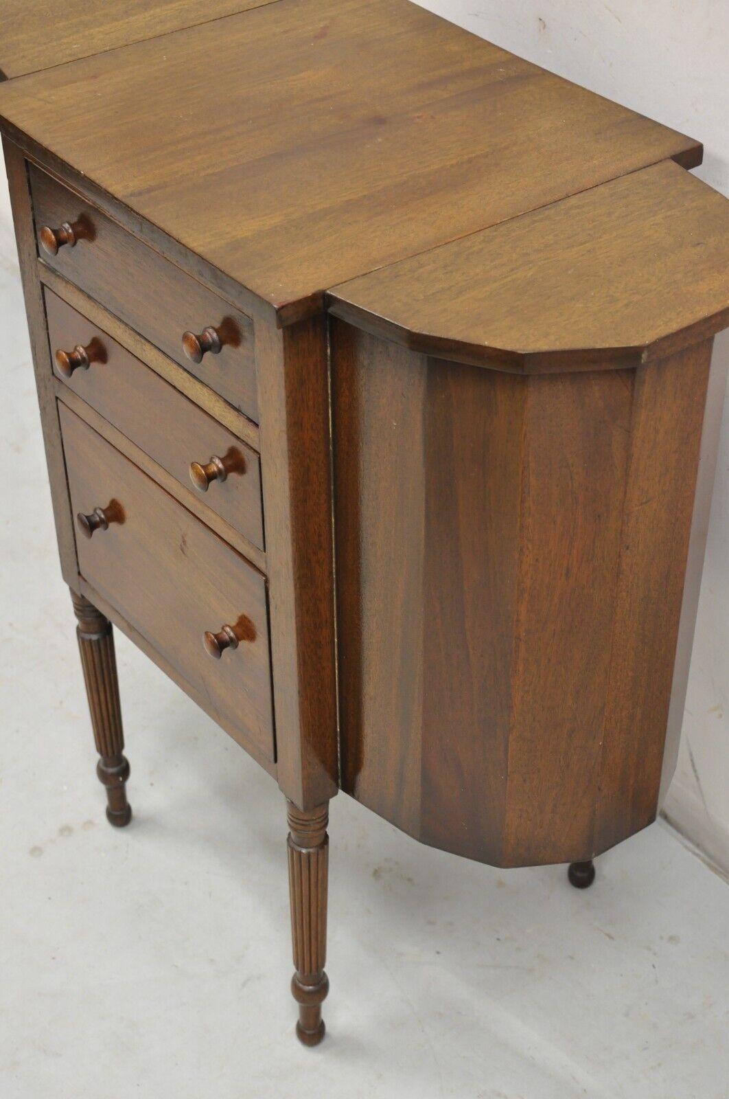 Vintage Martha Washington Colonial Mahogany Sewing Stand Side Table Cabinet For Sale 2