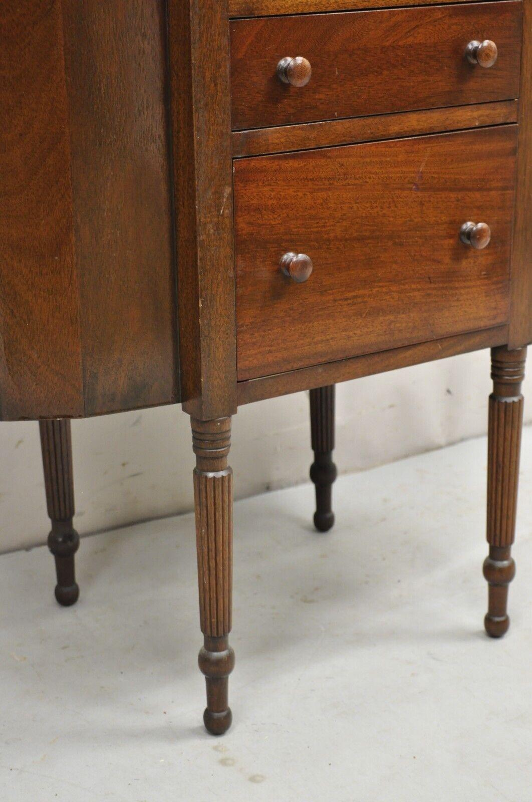 Vintage Martha Washington Colonial Mahogany Sewing Stand Side Table Cabinet For Sale 3